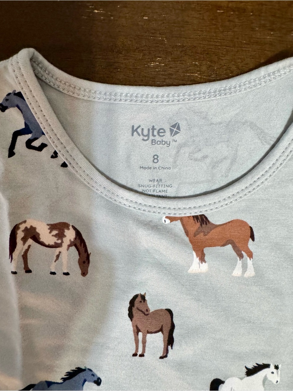 Kyte Baby Pale Blue Horse Print Top